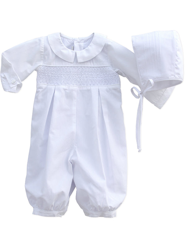 Hand Smocked Baby Boys Christening Outfit 
