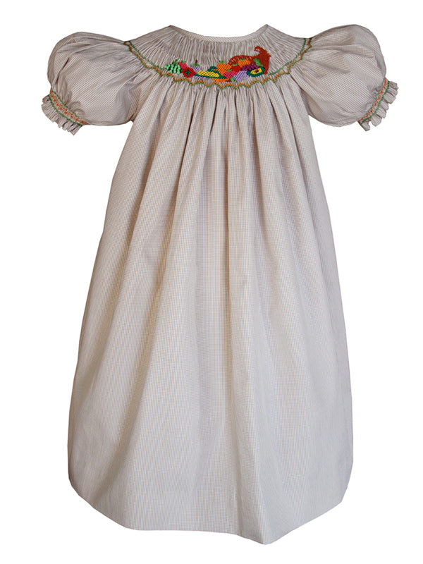Smocked Thanksgiving Cornucopia Fall Girls Bishop Dresses Smocked Thanksgiving Cornucopia Fall Girls Bishop Dresses