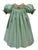 Girls mint green hand-smocked Jack-O-Lantern Halloween bishop dress