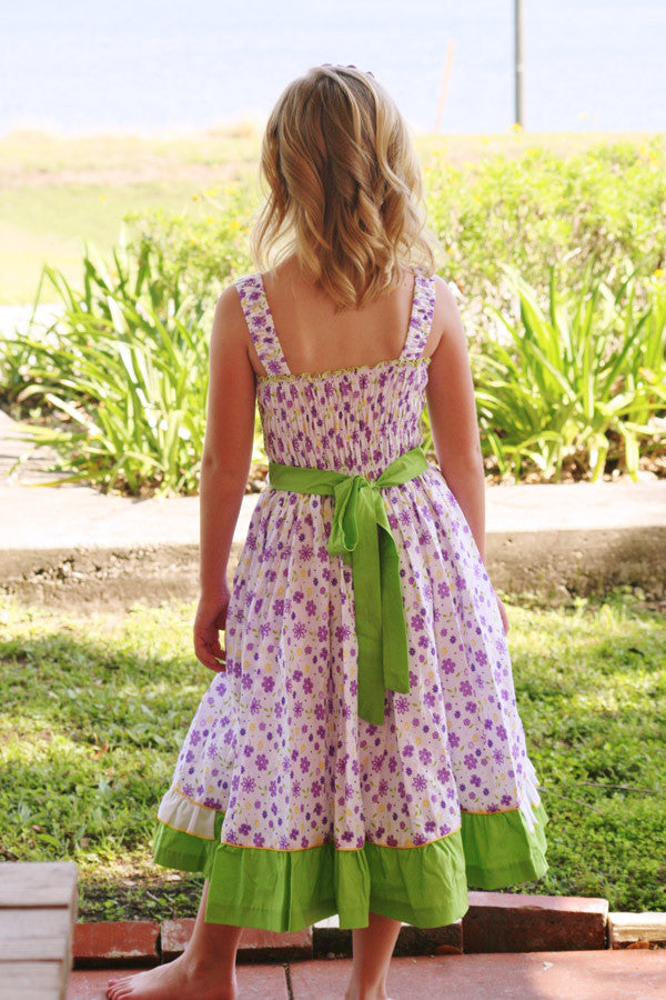 Beautiful Violet Green Spring Summer Twirly Baby Girls Dress 6m Beautiful Violet Green Spring Summer Twirly Baby Girls Dress 6m
