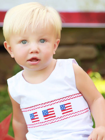 Smocked Baby Boys USA FLAG OUTFIT